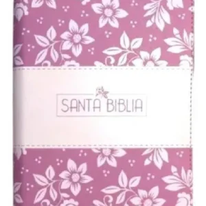 Biblia RV60 con flores rosada