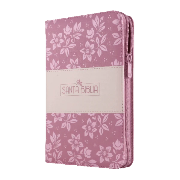 Biblia RV60 con flores rosada - Imagen 2